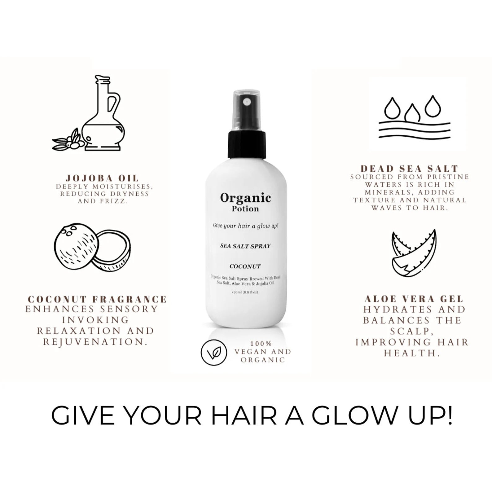 Organic Coconut Sea Salt Spray | Made in UK